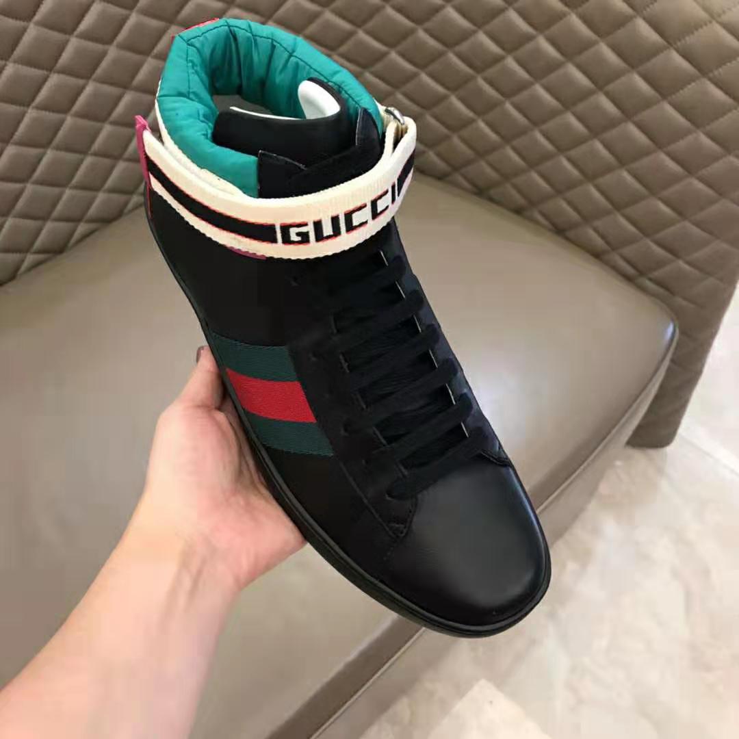 G*u*i unisex ace G*u*i stripe high-top sneaker in 5.1 cm height-black