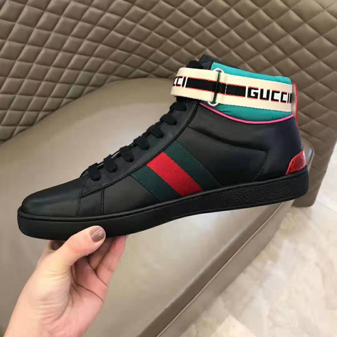 G*u*i unisex ace G*u*i stripe high-top sneaker in 5.1 cm height-black