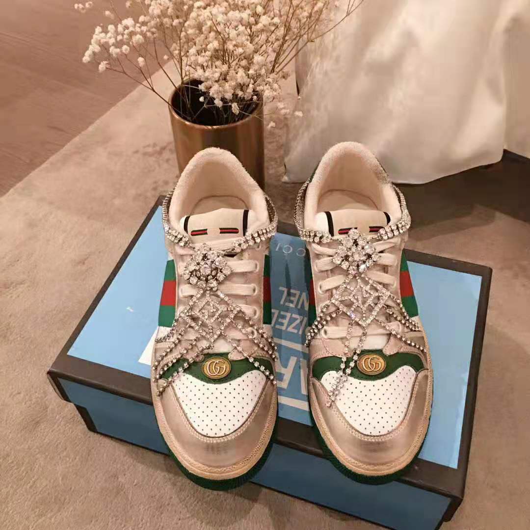 G*u*i women’s screener sneaker with crystals 3.6cm height-green