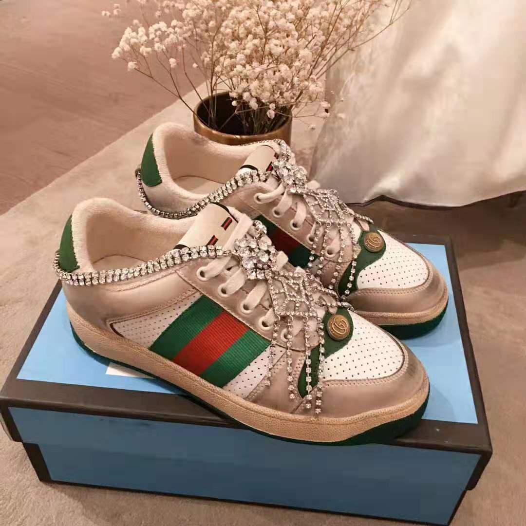 G*u*i women’s screener sneaker with crystals 3.6cm height-green