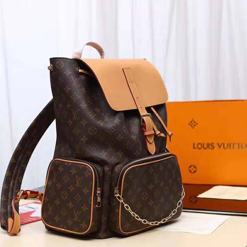 Louis Vuitton LV Men Backpack Trio in Monogram Canvas-Brown