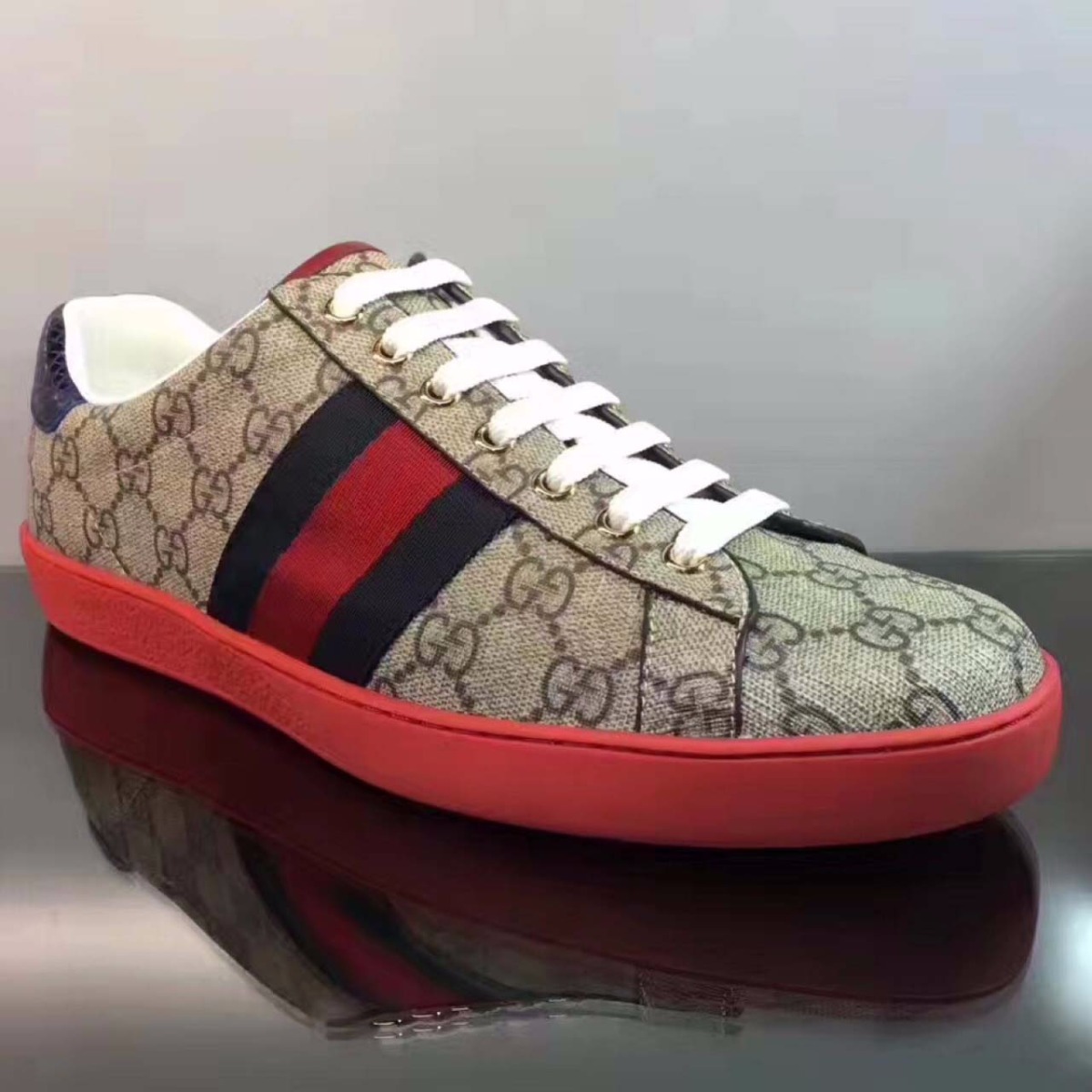 G*u*i men ace gg supreme canvas sneaker shoes-red