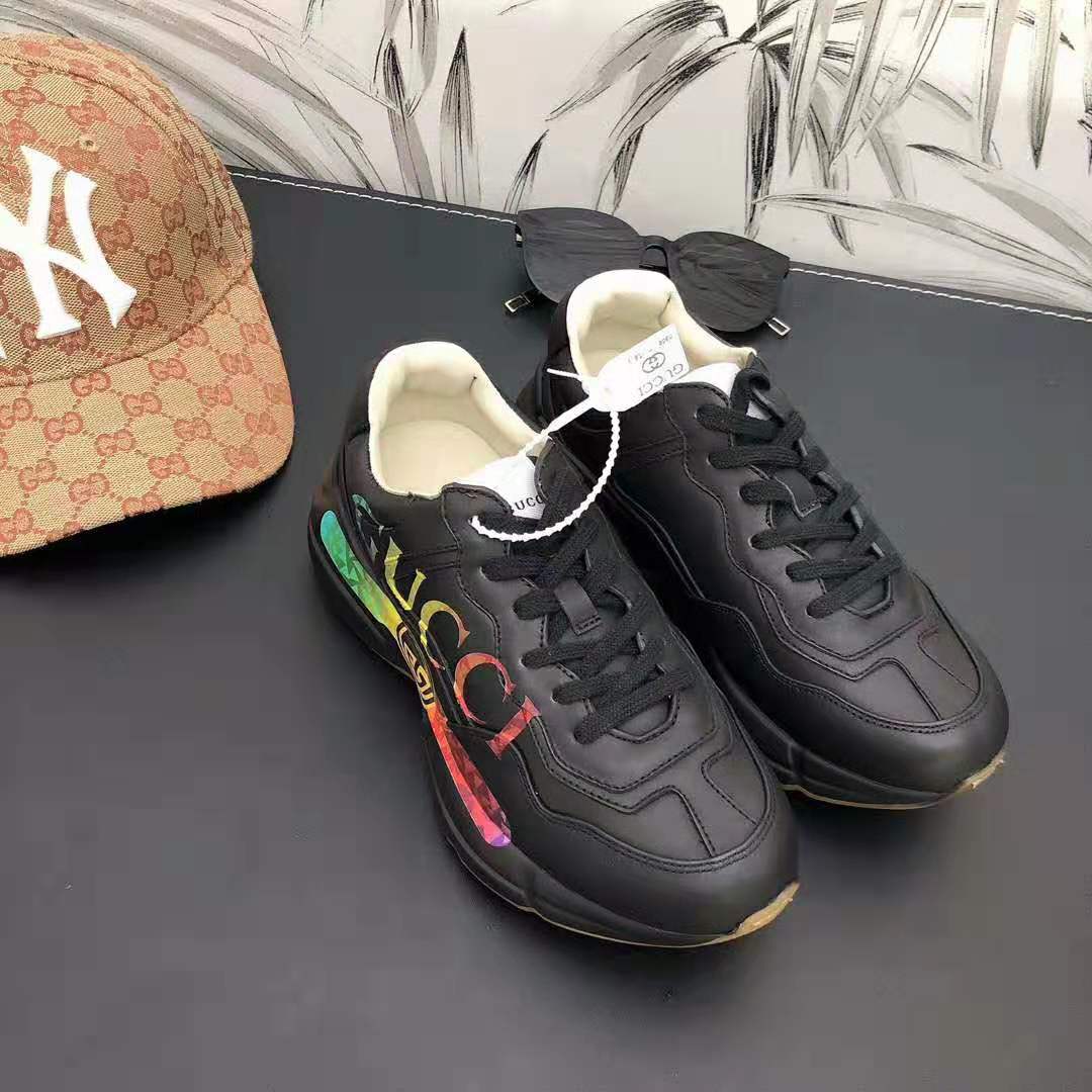 G*u*i men rhyton leather sneaker with G*u*i logo in 5.1 cm height-black