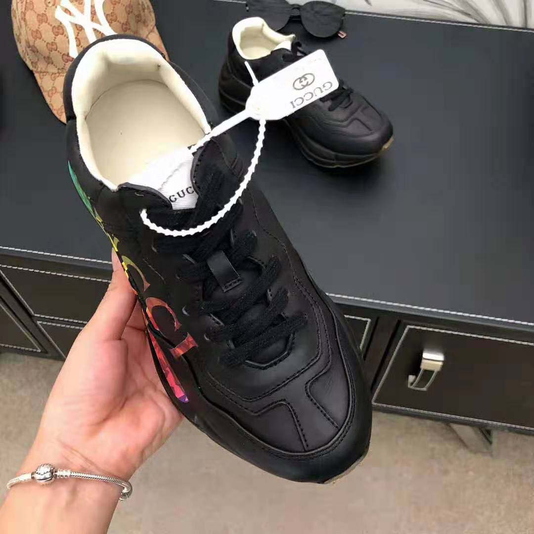 G*u*i men rhyton leather sneaker with G*u*i logo in 5.1 cm height-black