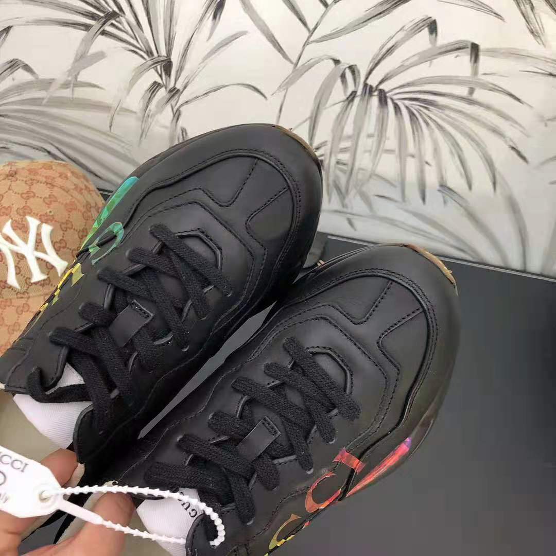 G*u*i men rhyton leather sneaker with G*u*i logo in 5.1 cm height-black