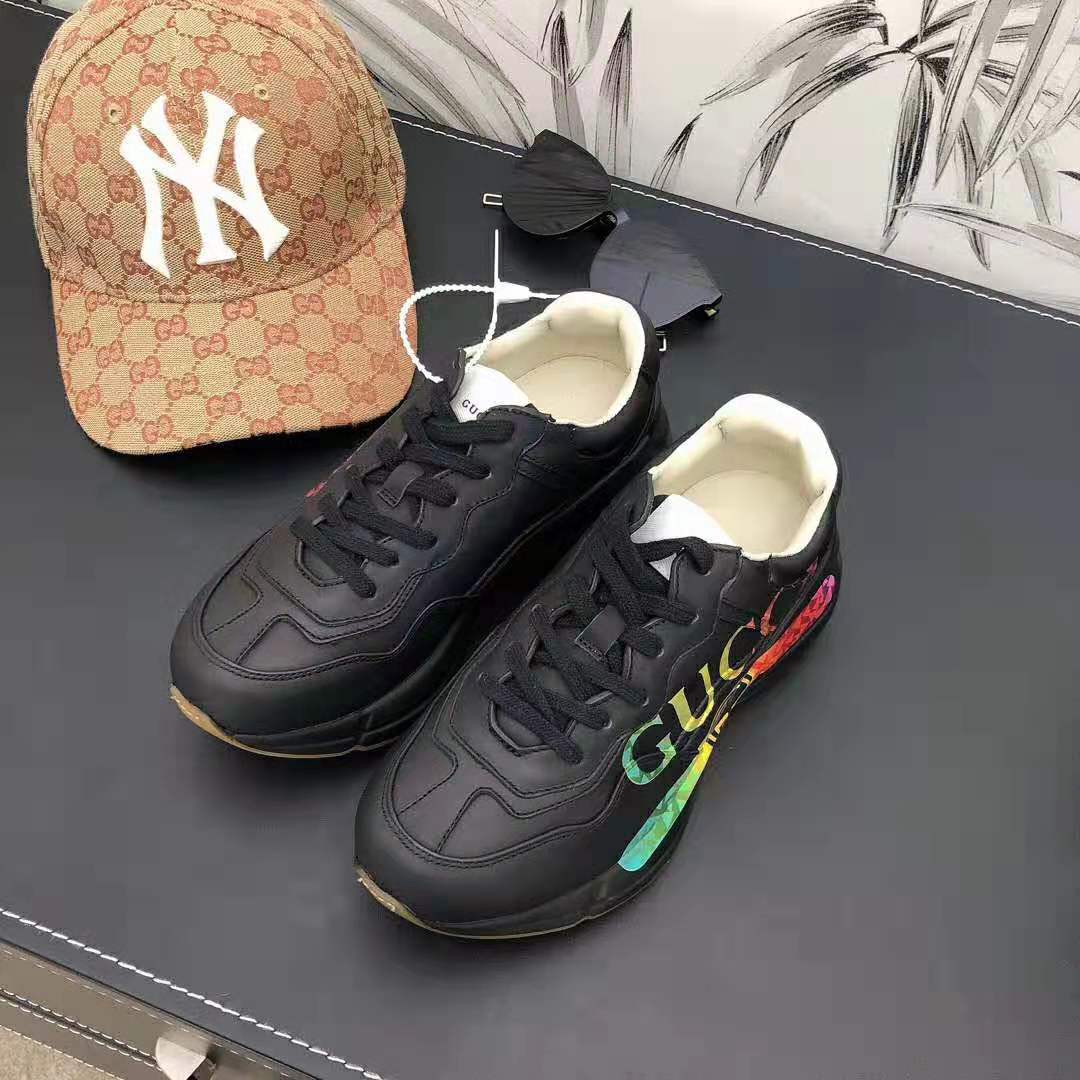 G*u*i men rhyton leather sneaker with G*u*i logo in 5.1 cm height-black