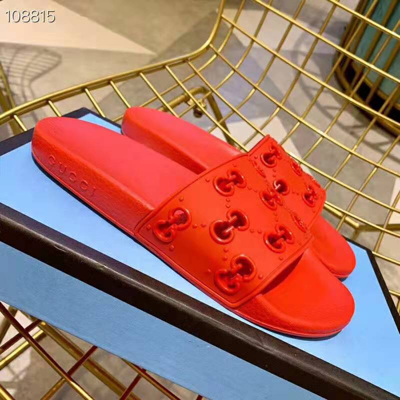 G*u*i women rubber gg slide sandal-red