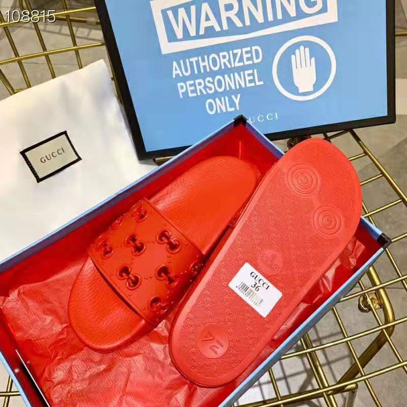 G*u*i women rubber gg slide sandal-red