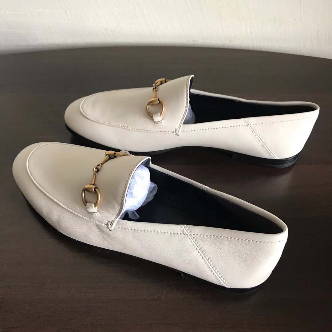 G*u*i women brixton leather horsebit loafer-white