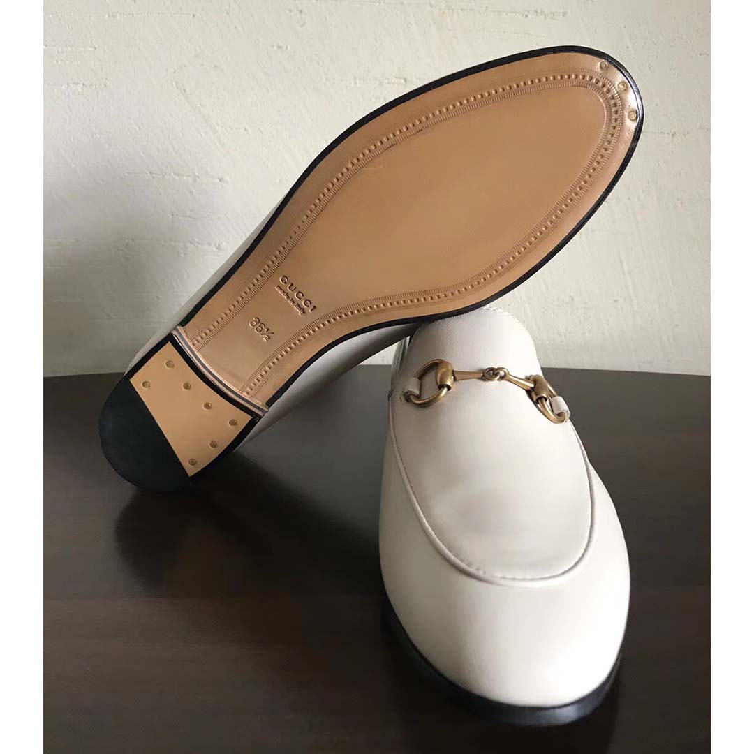 G*u*i women brixton leather horsebit loafer-white