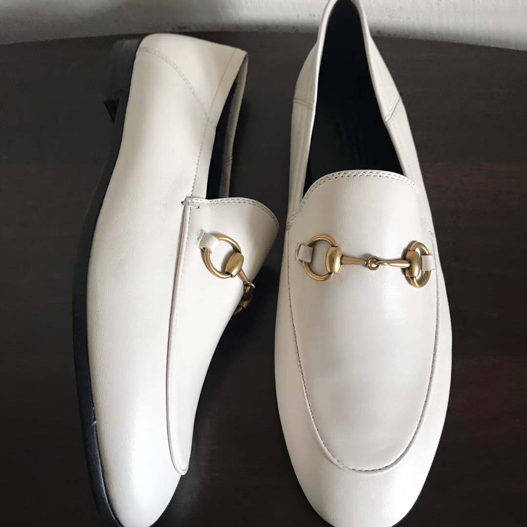 G*u*i women brixton leather horsebit loafer-white