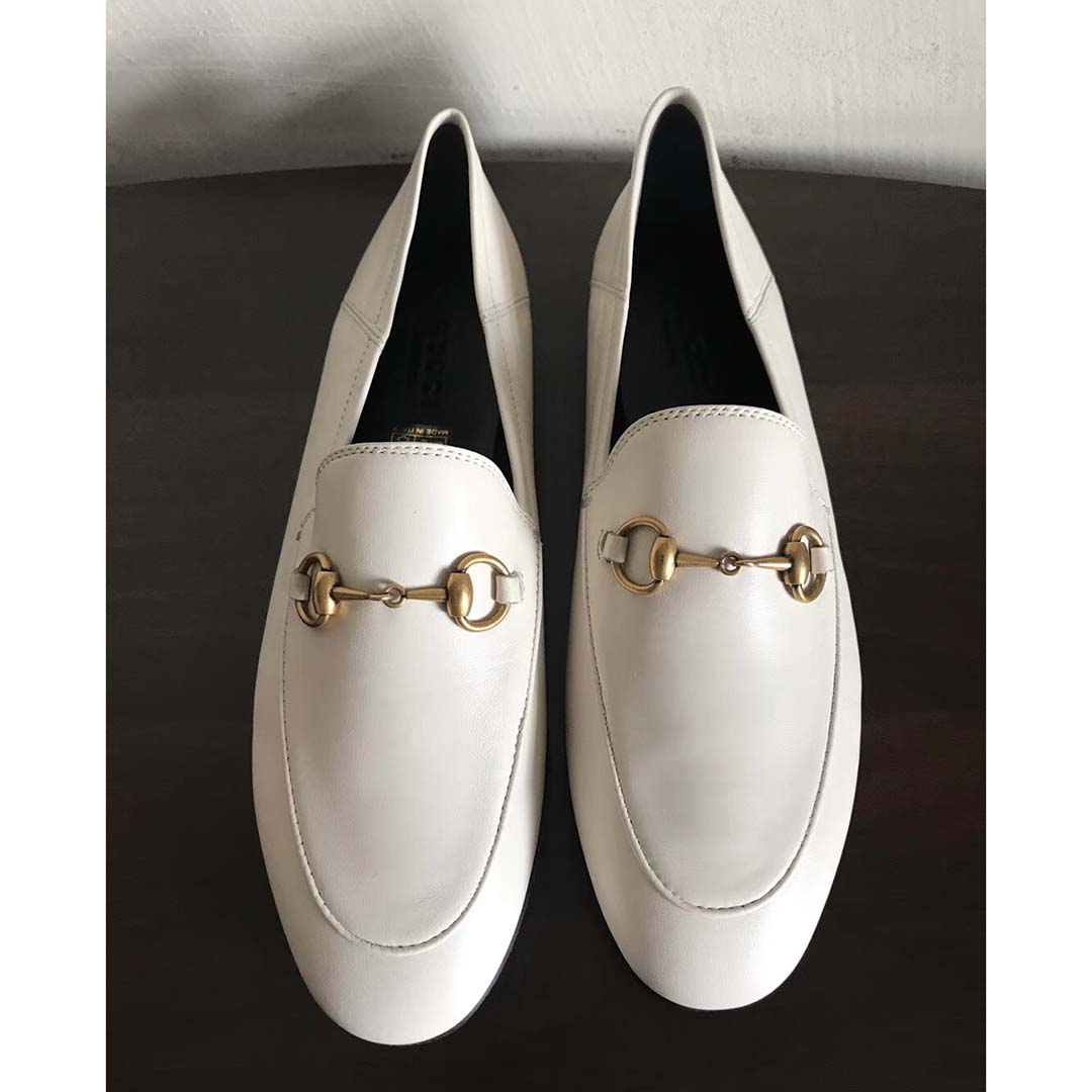 G*u*i women brixton leather horsebit loafer-white
