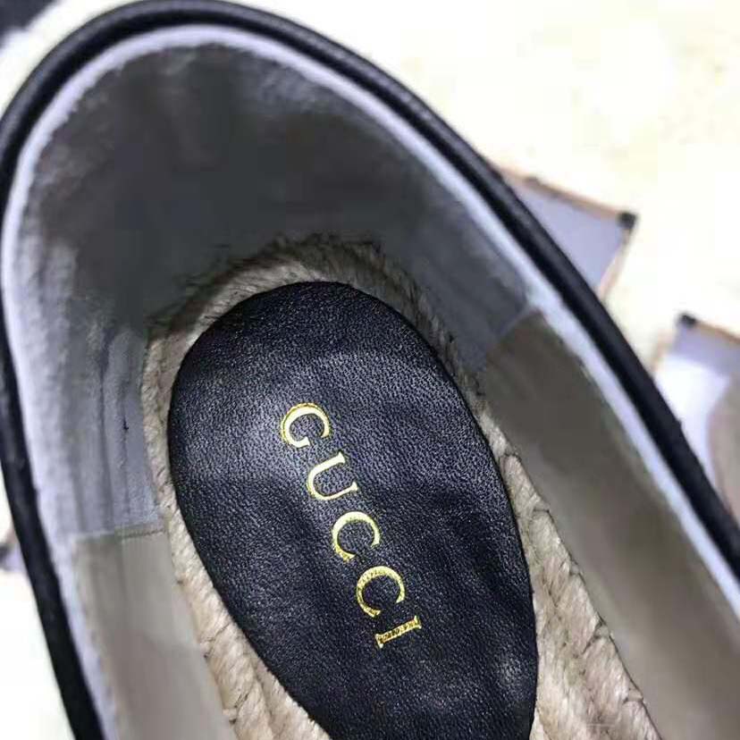 G*u*i women chevron leather espadrille with double g in 5.1 cm height-black