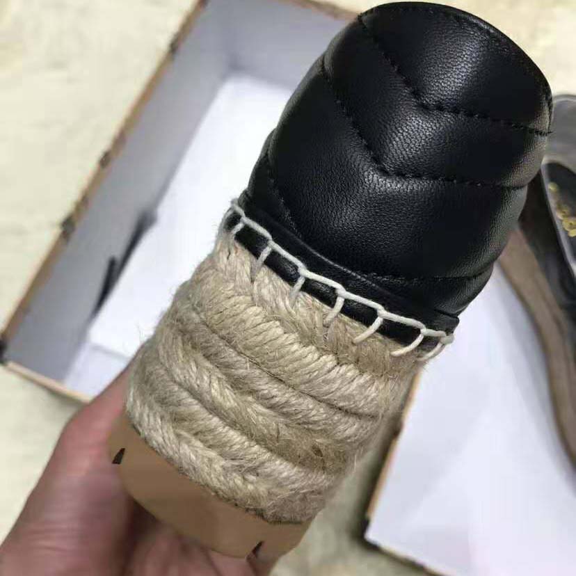 G*u*i women chevron leather espadrille with double g in 5.1 cm height-black