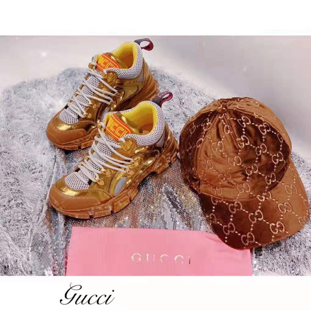 G*u*i women flashtrek sneaker with removable crystals 5.6cm height-orange