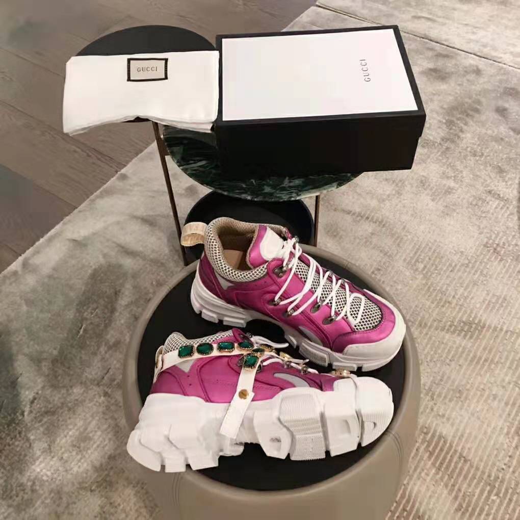 G*u*i women flashtrek sneaker with removable crystals 5.6cm height-pink