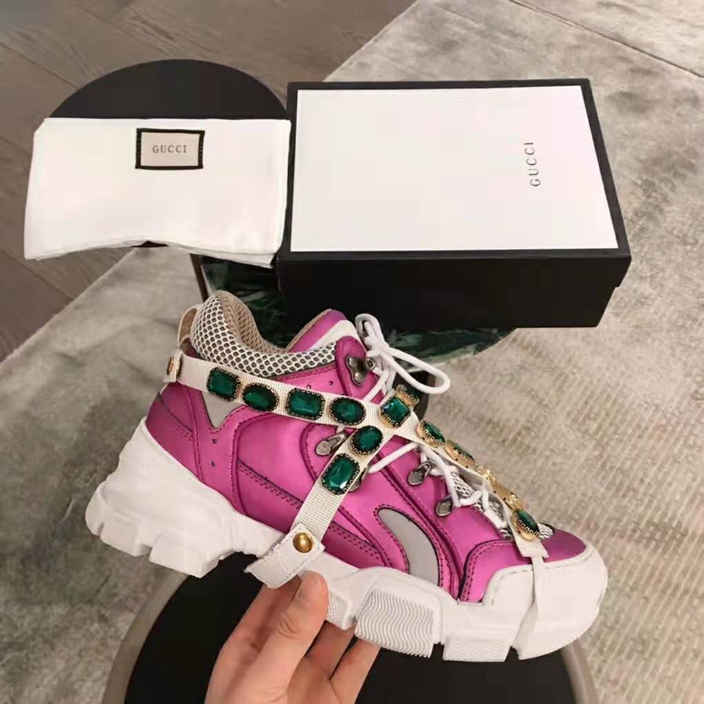G*u*i women flashtrek sneaker with removable crystals 5.6cm height-pink