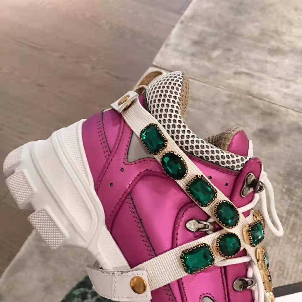 G*u*i women flashtrek sneaker with removable crystals 5.6cm height-pink