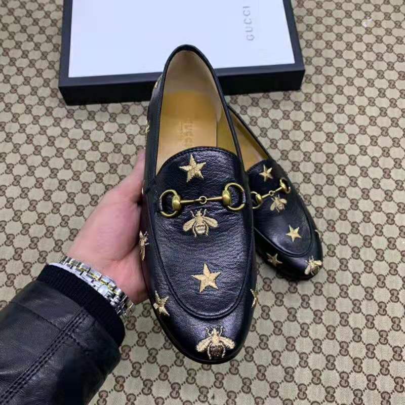 G*u*i women G*u*i jordaan embroidered leather loafer 1.27cm heel-black