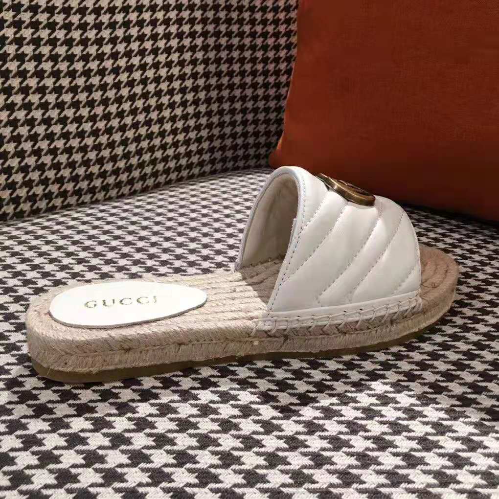 G*u*i women leather espadrille sandal-white