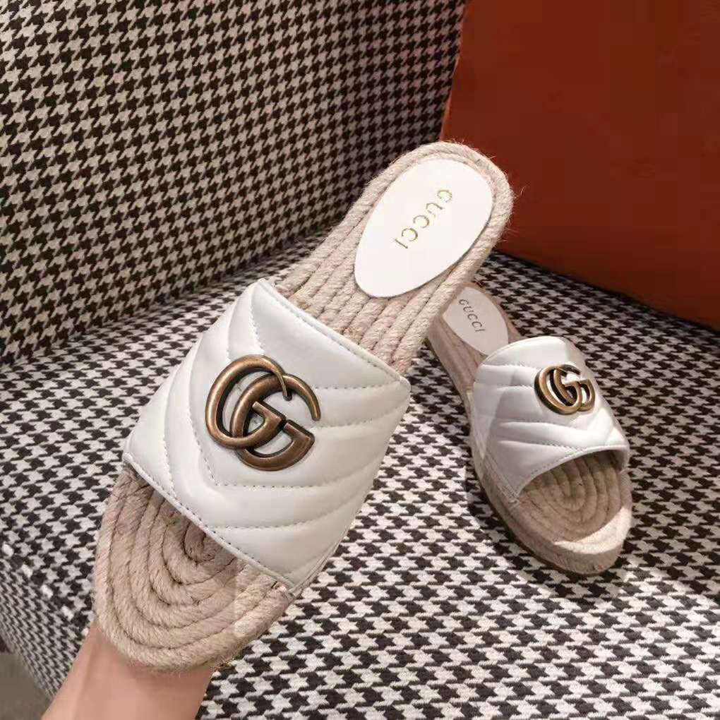 G*u*i women leather espadrille sandal-white