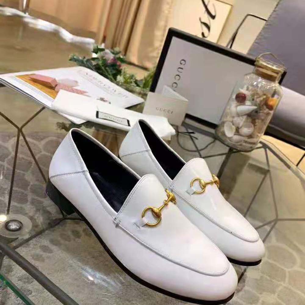 G*u*i women leather horsebit loafer 1.3 cm height-white