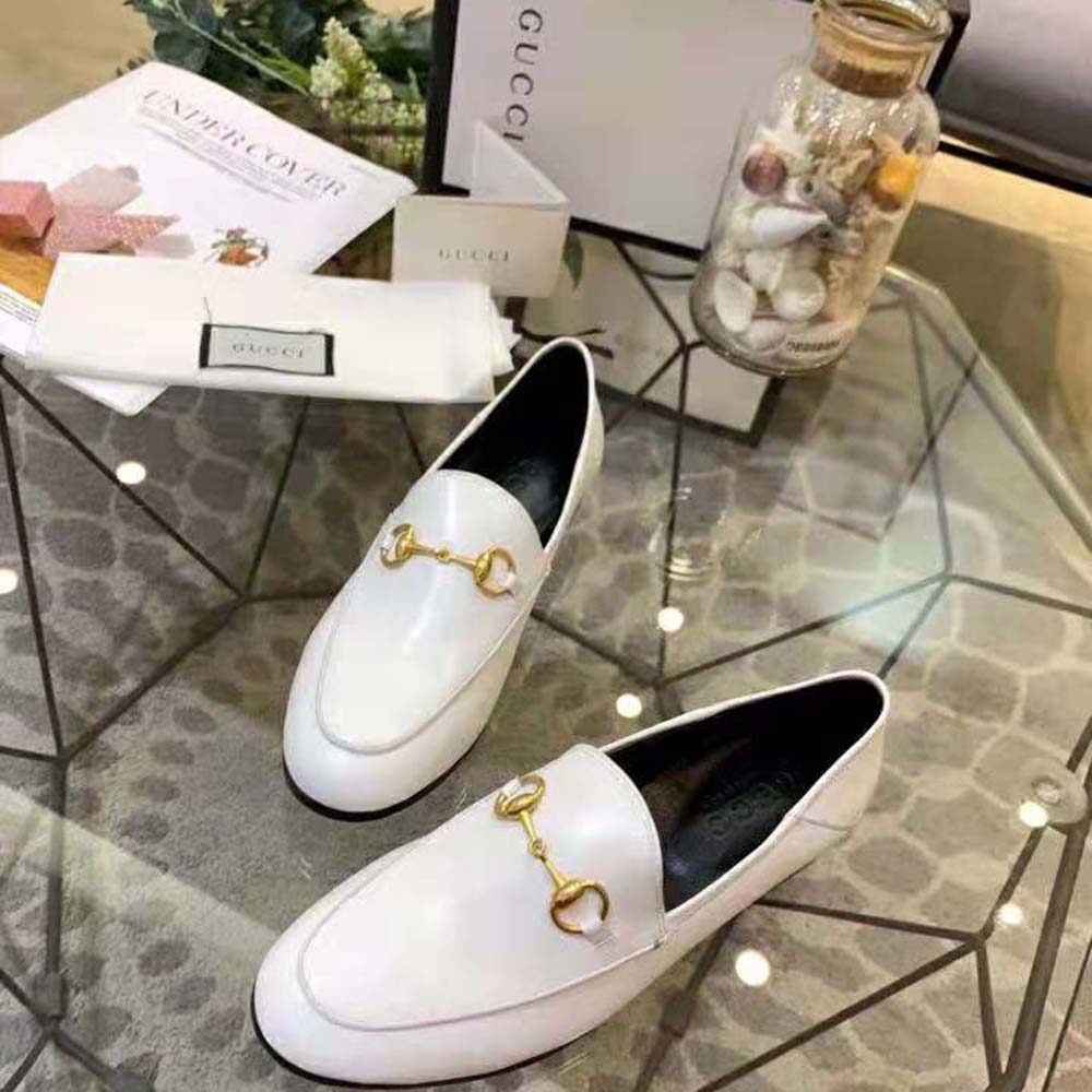 G*u*i women leather horsebit loafer 1.3 cm height-white