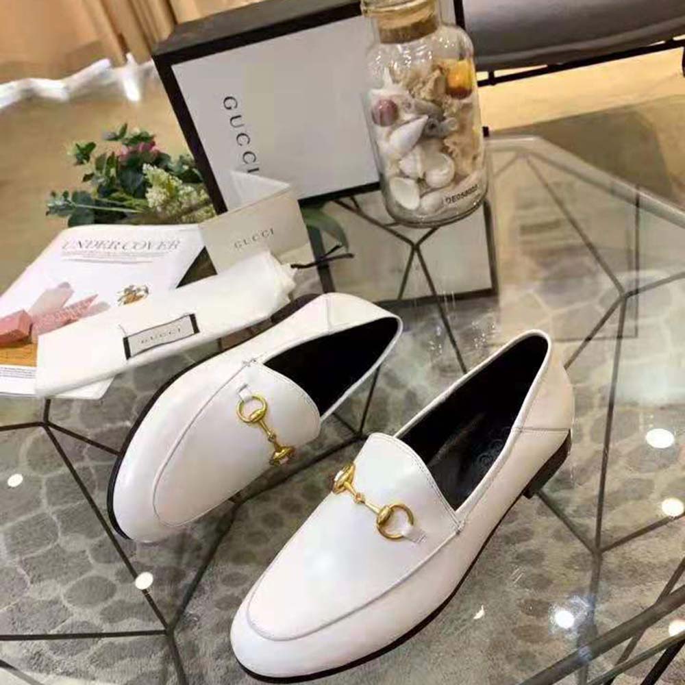 G*u*i women leather horsebit loafer 1.3 cm height-white