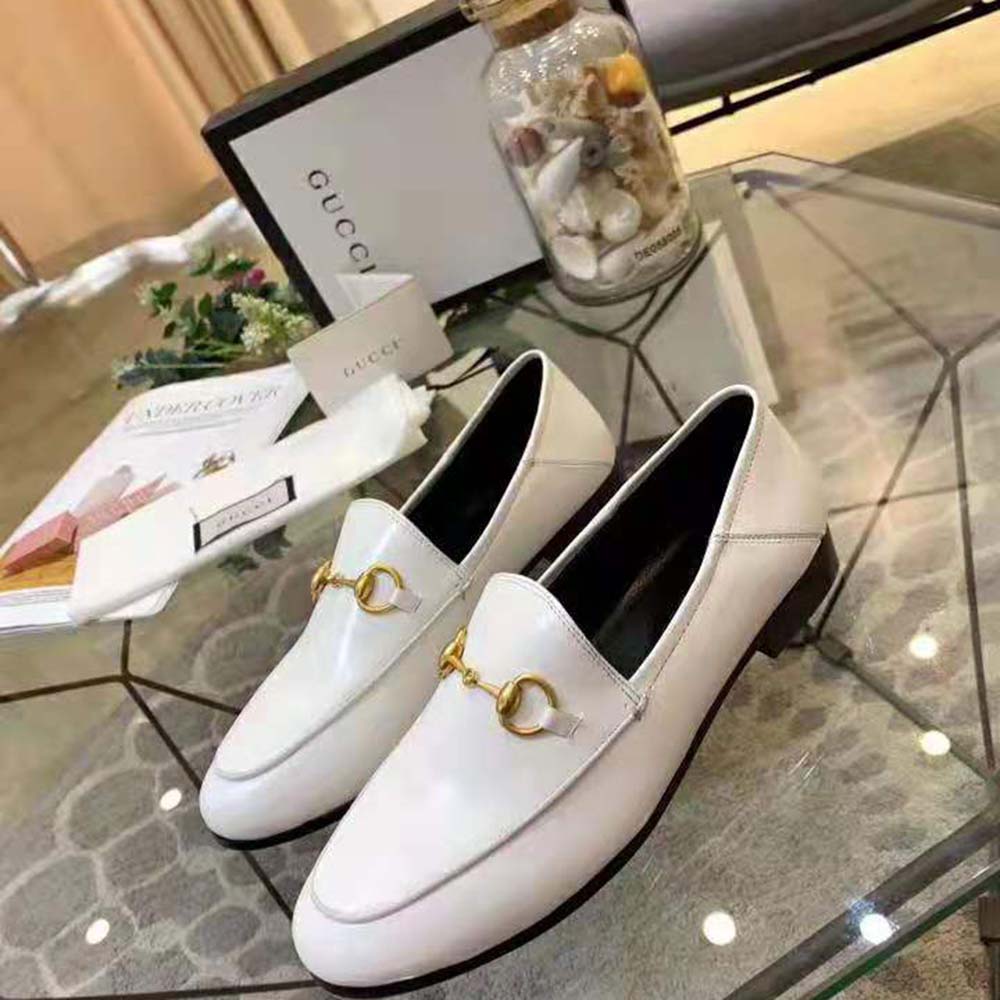 G*u*i women leather horsebit loafer 1.3 cm height-white