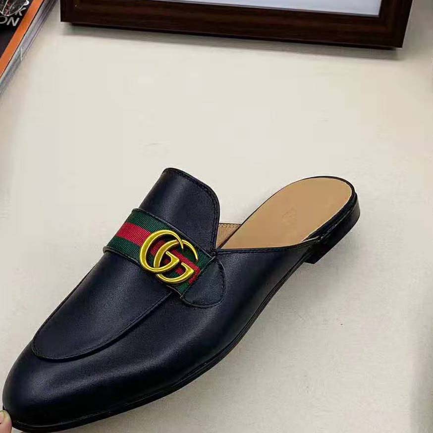 G*u*i women leather loafer with gg web-black
