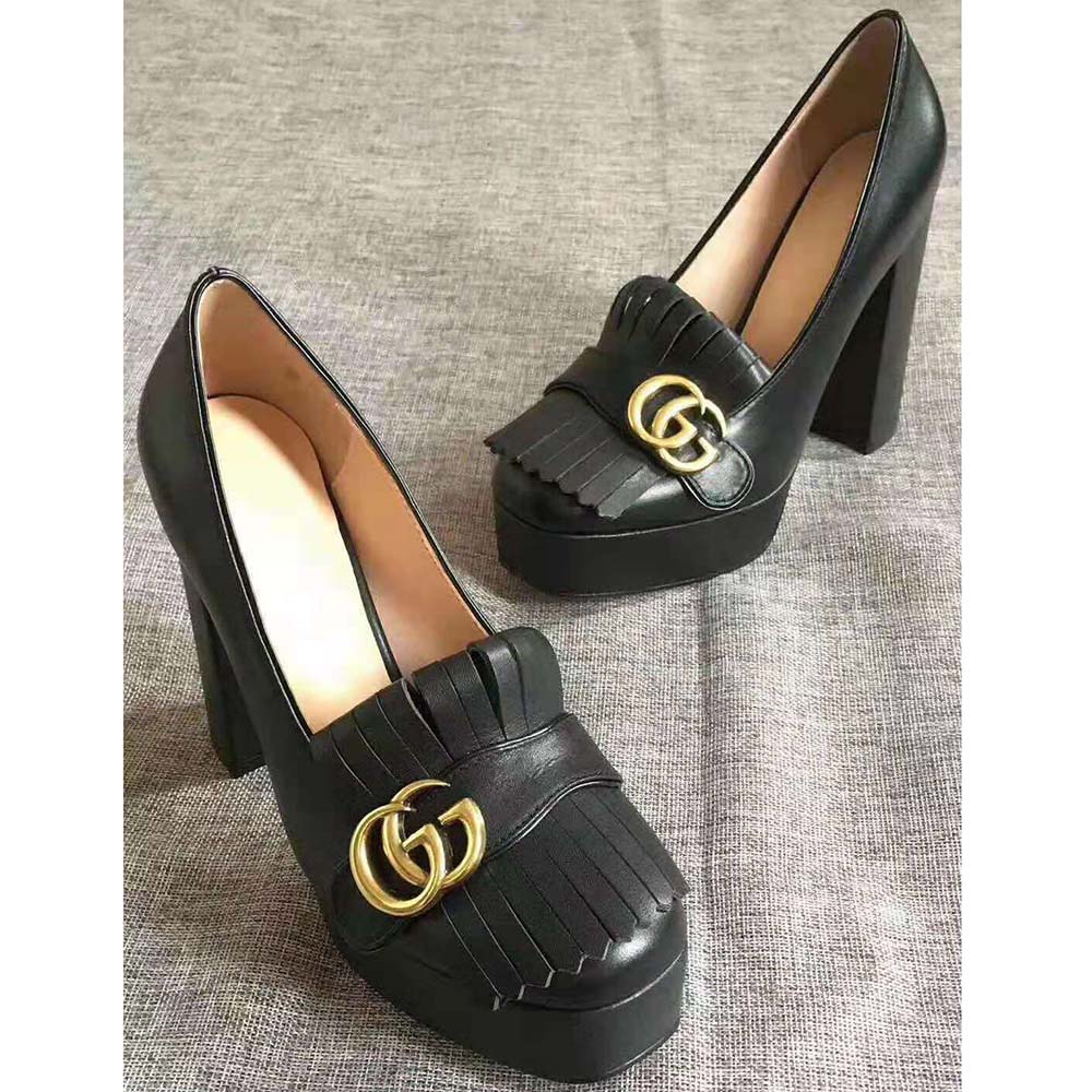 G*u*i women leather mid-heel pump 5.1 cm heel-black