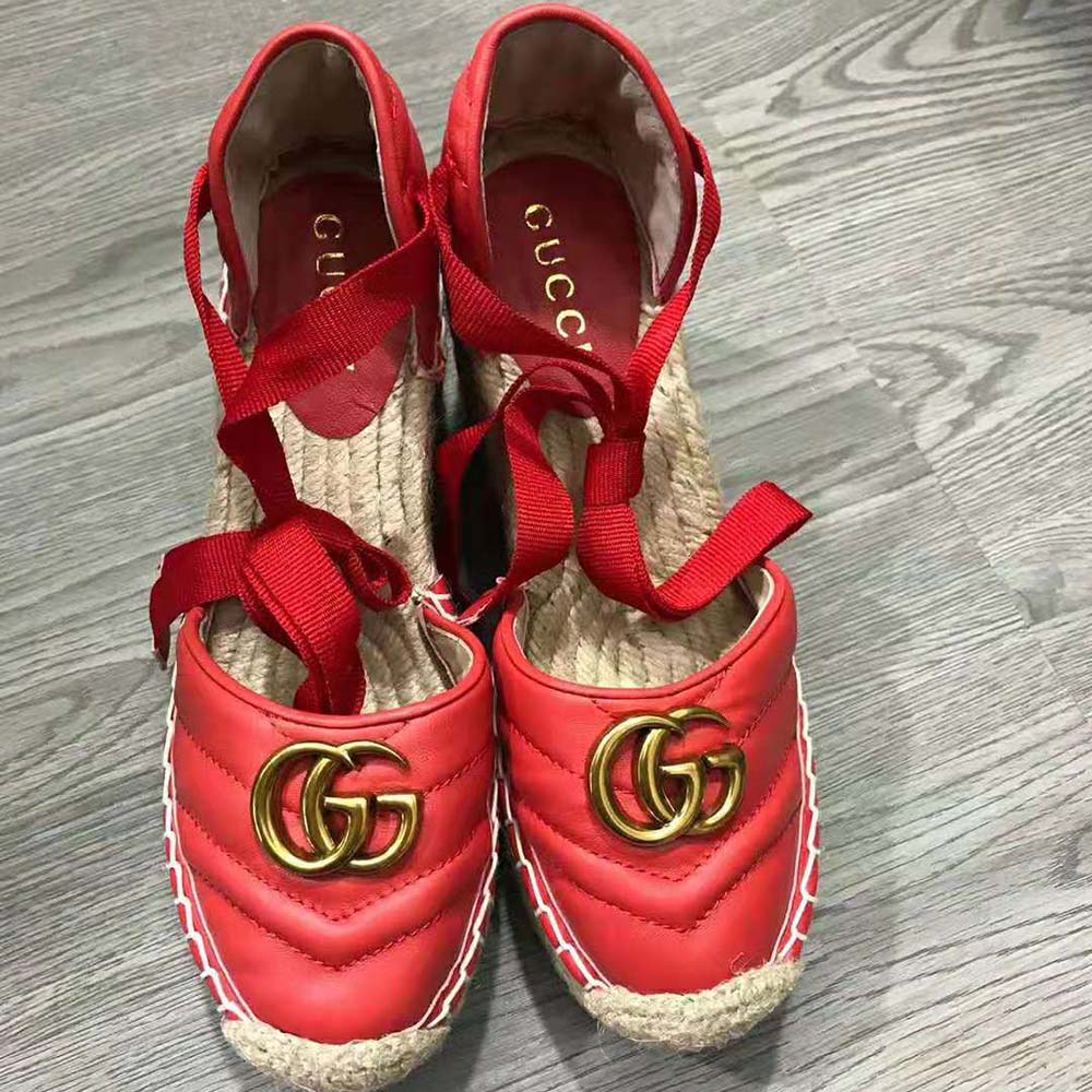 G*u*i women leather platform espadrille 11.9cm heel with 3.6cm platform-red