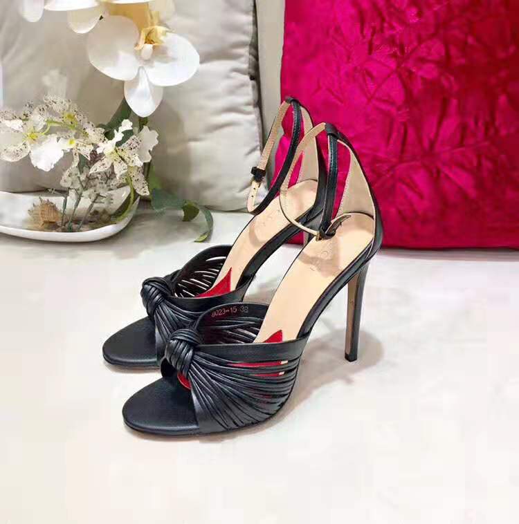 G*u*i women metallic leather sandal in 10.4cm heel height-black
