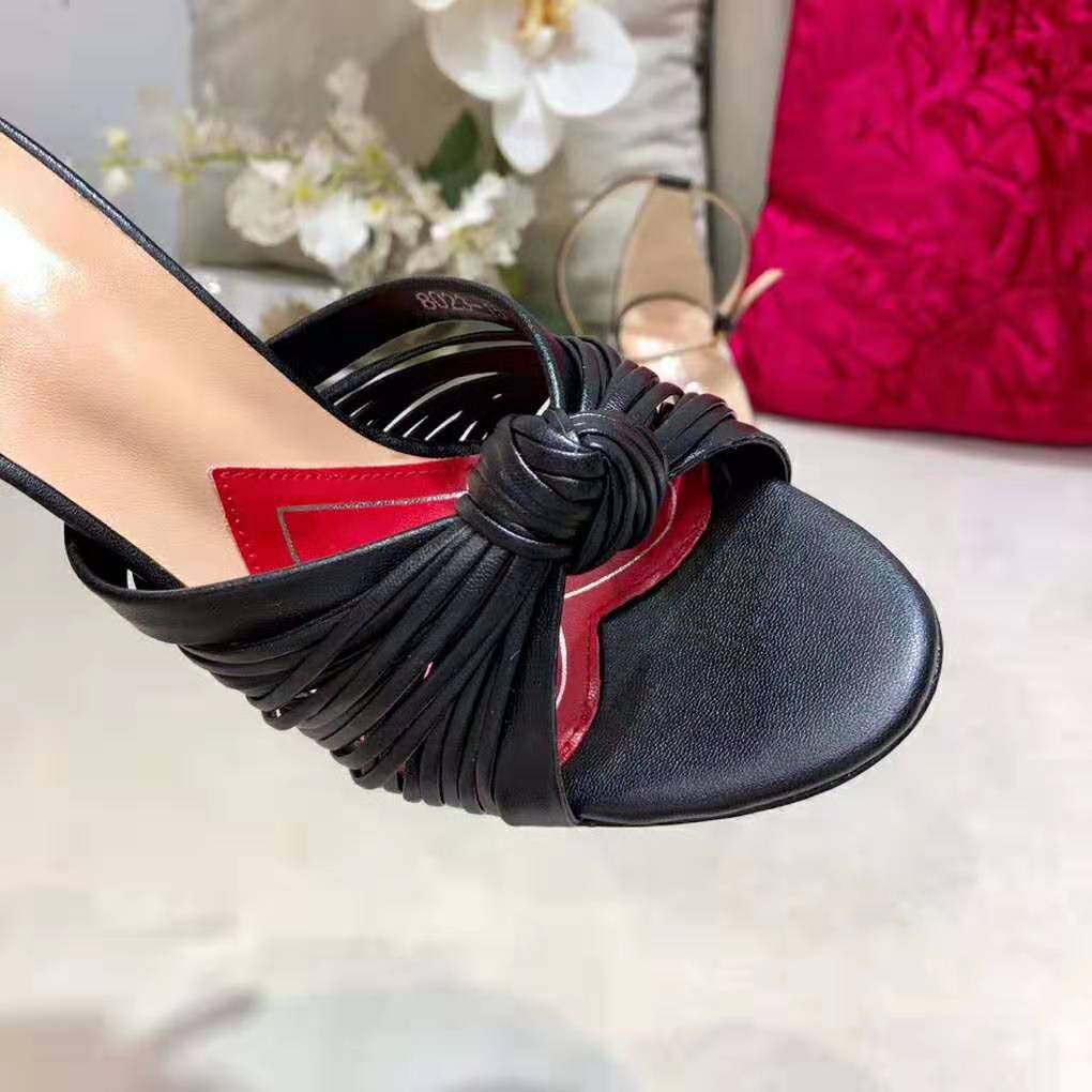 G*u*i women metallic leather sandal in 10.4cm heel height-black