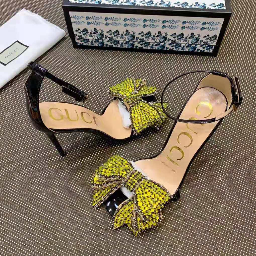 G*u*i women patent leather sandal 11.4cm thin heel-black
