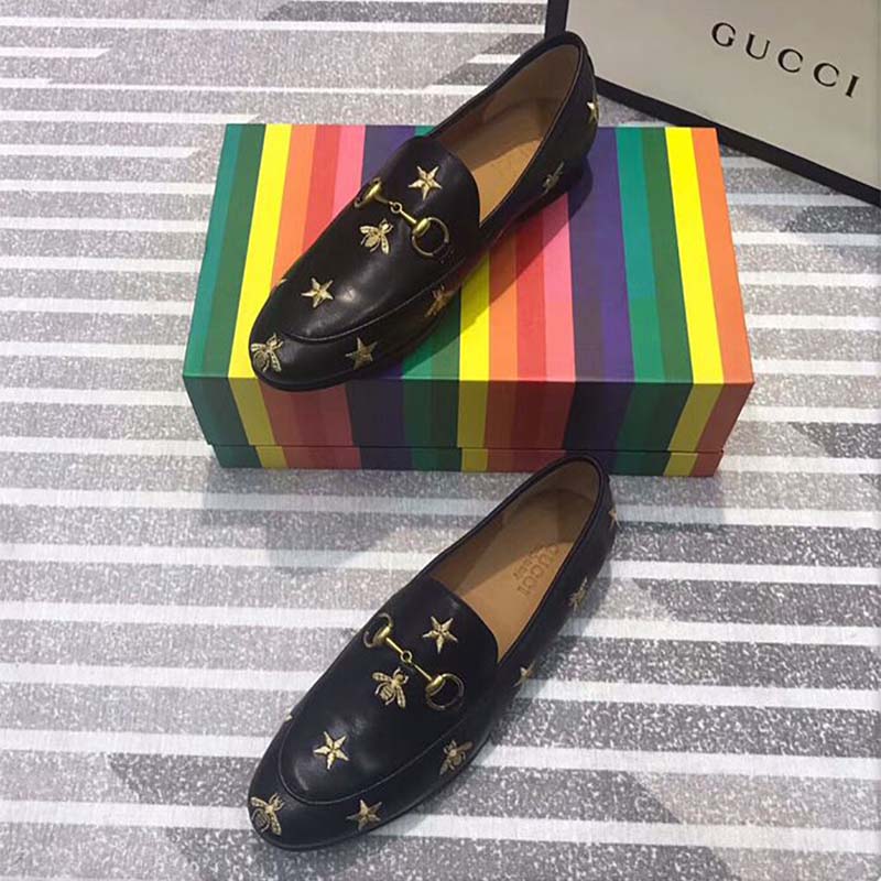 G*u*i women G*u*i jordaan embroidered leather loafer 1.27cm heel-black