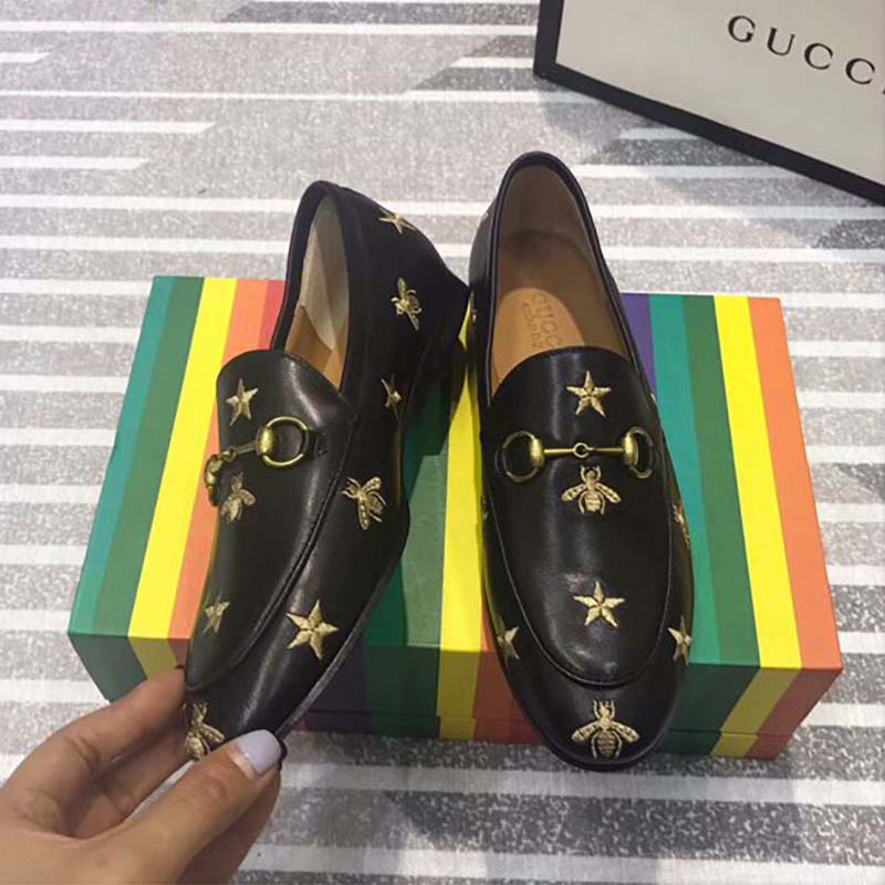 G*u*i women G*u*i jordaan embroidered leather loafer 1.27cm heel-black