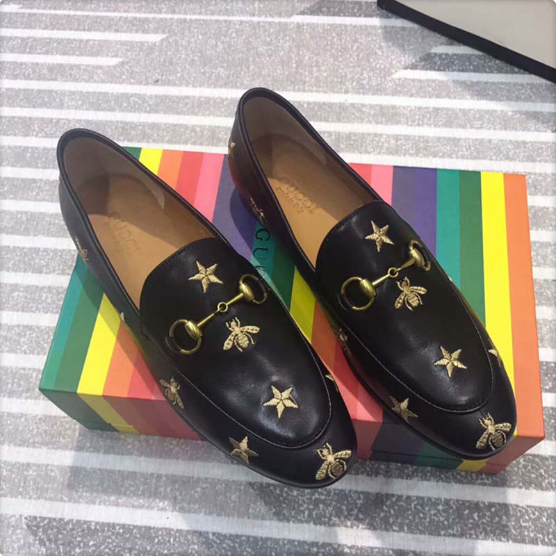 G*u*i women G*u*i jordaan embroidered leather loafer 1.27cm heel-black