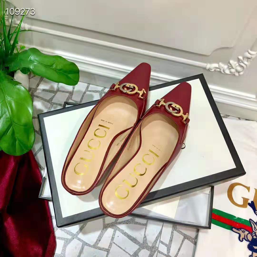 G*u*i women zumi leather slide 4.6 cm height-maroon