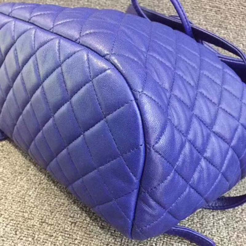 chanel women backpack in embossed Di*m*nd pattern goatskin leather-purple