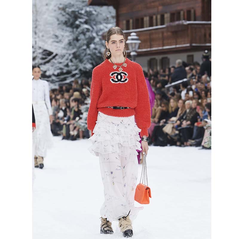 Chanel Women Pullover Wool and Mixed Fibers & Cashmere Sweater-Red