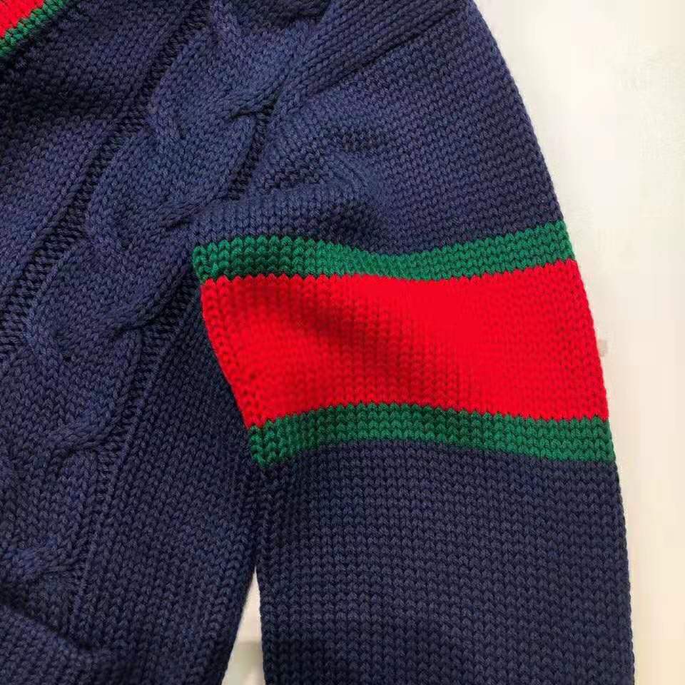 G*u*i men oversize cable knit cardigan sweater-navy