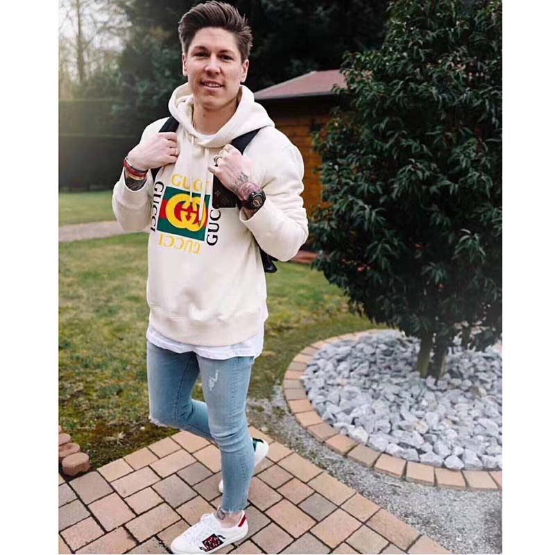 G*u*i men oversize sweatshirt with G*u*i logo in 100% cotton-white