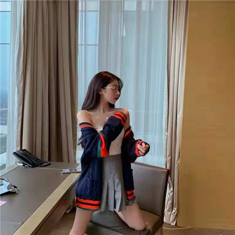 G*u*i women oversize cable knit cardigan sweater-navy