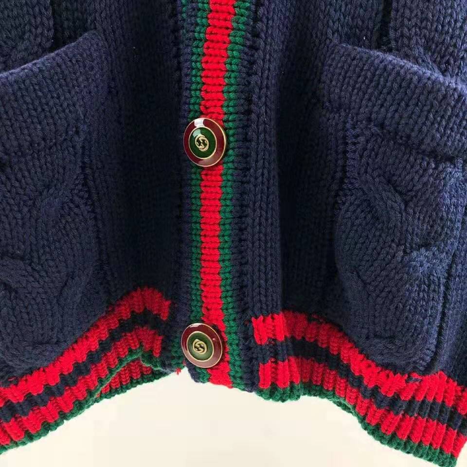 G*u*i women oversize cable knit cardigan sweater-navy
