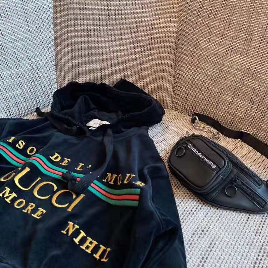 G*u*i women oversize sweatshirt with G*u*i embroidery in black cotton