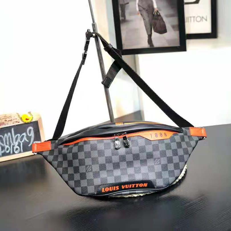 Louis Vuitton LV Men Damier Cobalt Race Discovery Bumbag in Monogram Canvas-Orange
