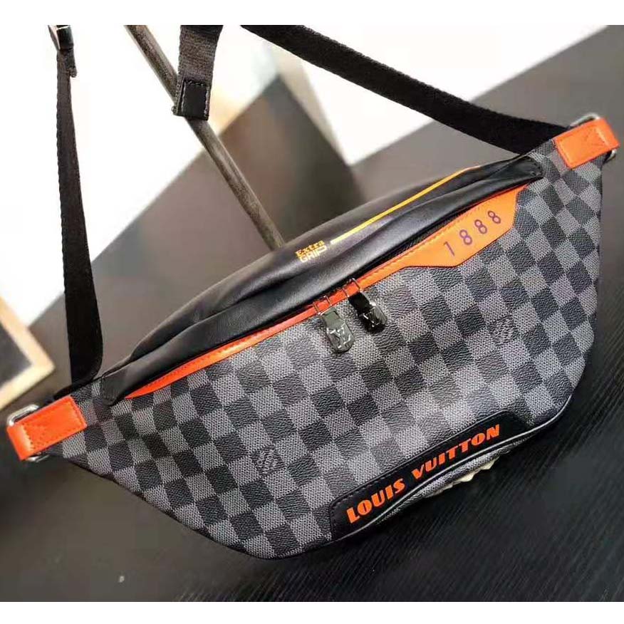 Louis Vuitton LV Men Damier Cobalt Race Discovery Bumbag in Monogram Canvas-Orange