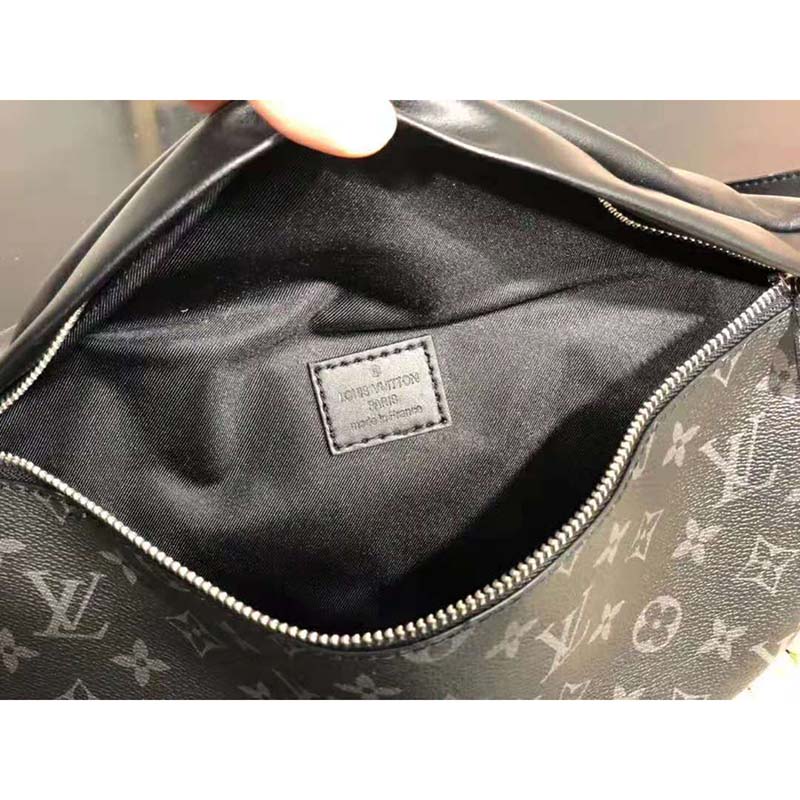 Louis Vuitton LV Men Discovery Bumbag in Monogram Eclipse Canvas-Grey