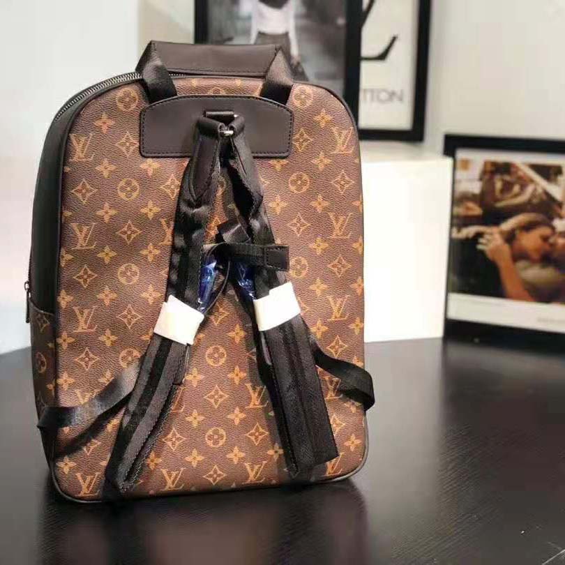 Louis Vuitton LV Men Josh Backpack in Monogram Macassar-Brown